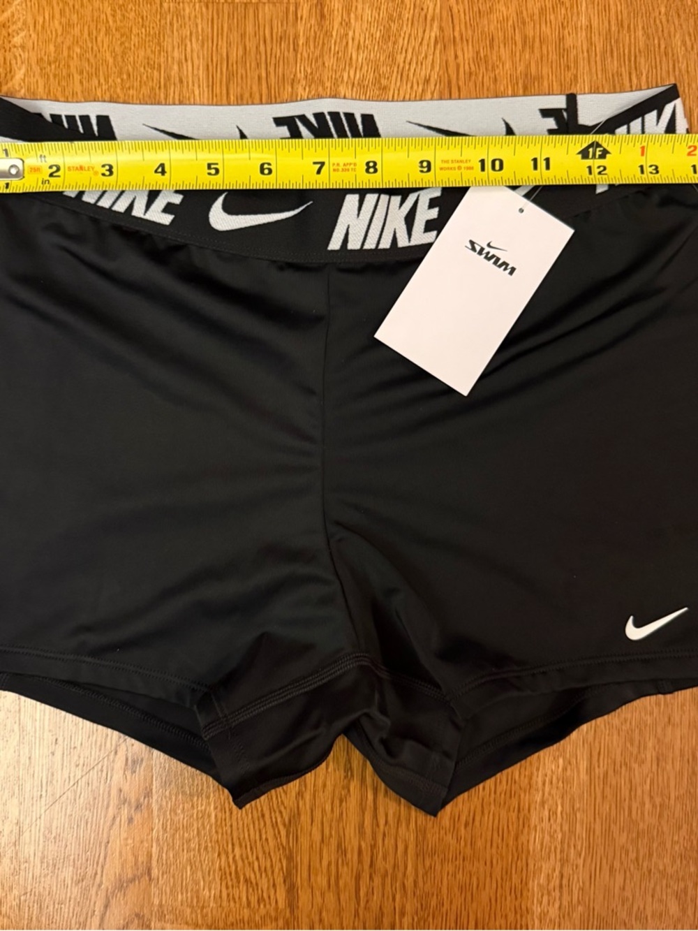 NWT Nike Swim Fusion Logo Tape Women's 3" Kickshort Black NESSG277-001 Sz Medium - Picture 9 of 11